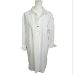 Old Navy Linen Blend Shirt Dress In Off White (Calla Lily), 1 Button Closure, L